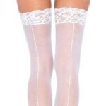 Leg Avenue Sheer Stockings With Backseam White UK 6 to 12 - Image 2