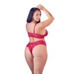Cottelli Plus Size Red Lace Bra And Briefs - Image 3