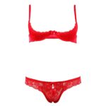 Cottelli Collection Red Lace Open Bra Set - Image 3