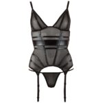 Black Powernet Suspender Basque With Matching GString - Image 3