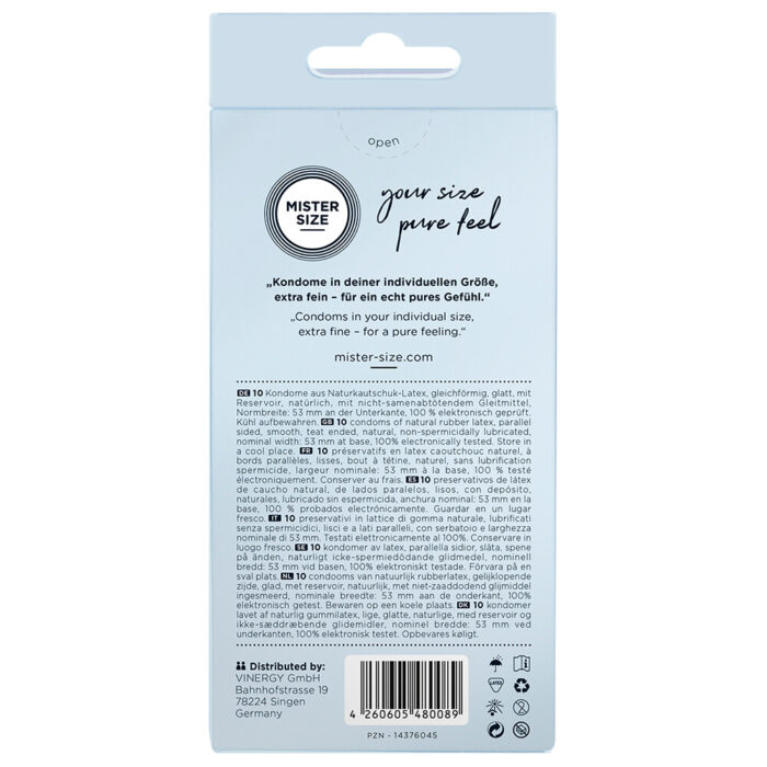 Mister Size 53mm Your Size Pure Feel Condoms 10 Pack - Image 2