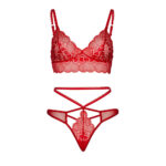 Leg Avenue Sweetheart Lace Bralette Set Red - Image 3