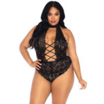 Leg Avenue Floral Lace Crotchless Teddy Black UK 14 to 18 - Image 3