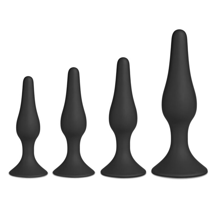 Set of Four Silicone Butt Plugs Black - Image 1