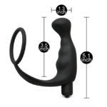 Black Silicone Anal Plug Vibrator with Cock Ring - Image 4