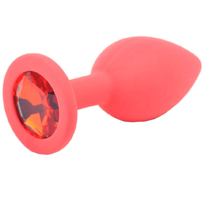 Small Red Jewelled Silicone Butt Plug - Image 1