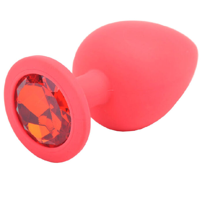 Large Red Jewelled Silicone Butt Plug - Image 1