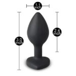 Small Heart Shaped Diamond Base Black Butt Plug - Image 3