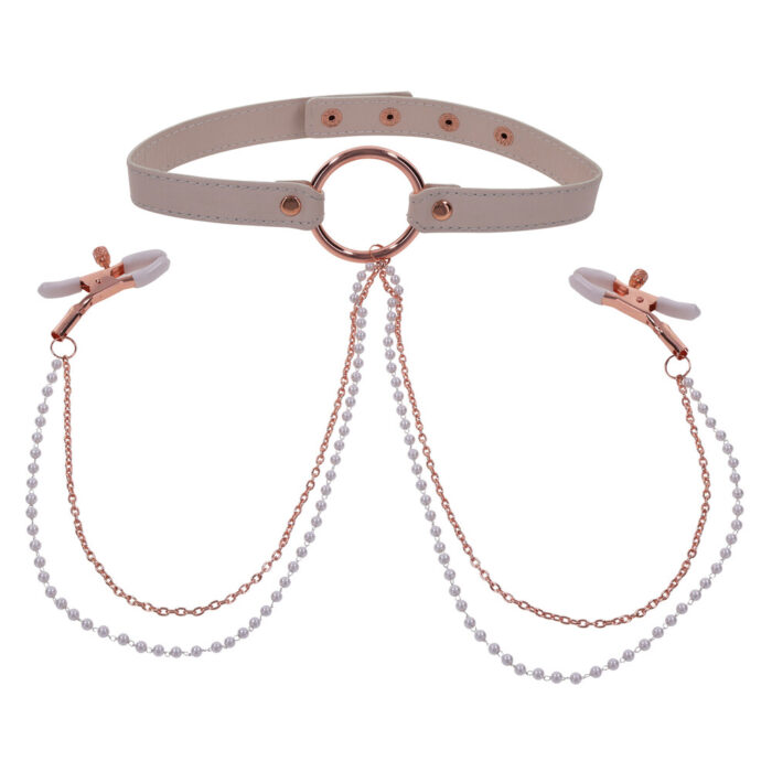 Sex and Mischief Collar with Nipple Clamps - Image 1