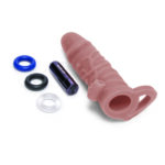 Size Up Silicone Vibrating Realistic 1 Inch Extender - Image 2