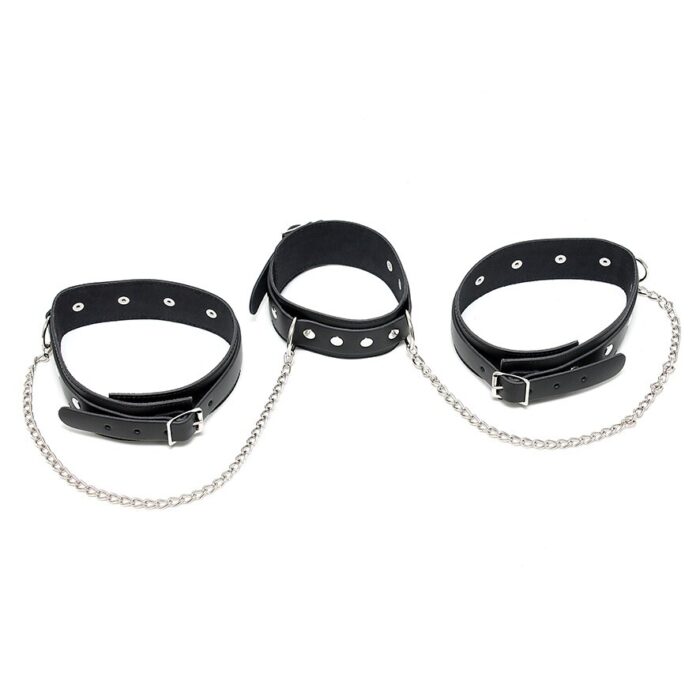 Leather Neck And Leg Chain Cuffs - Image 1